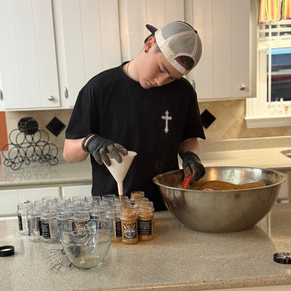 Prepping seasoning in my kitchen